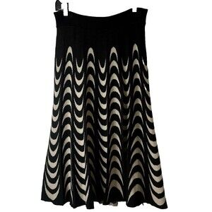 KIKIT Skirt Tan/Black Size M A-Line Knee Length Geometric Pull On Cotton Blend